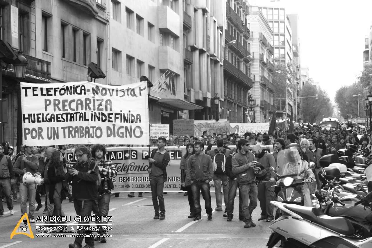 Protesta dels treballadors de les subcontractes de Telefónica Movistar