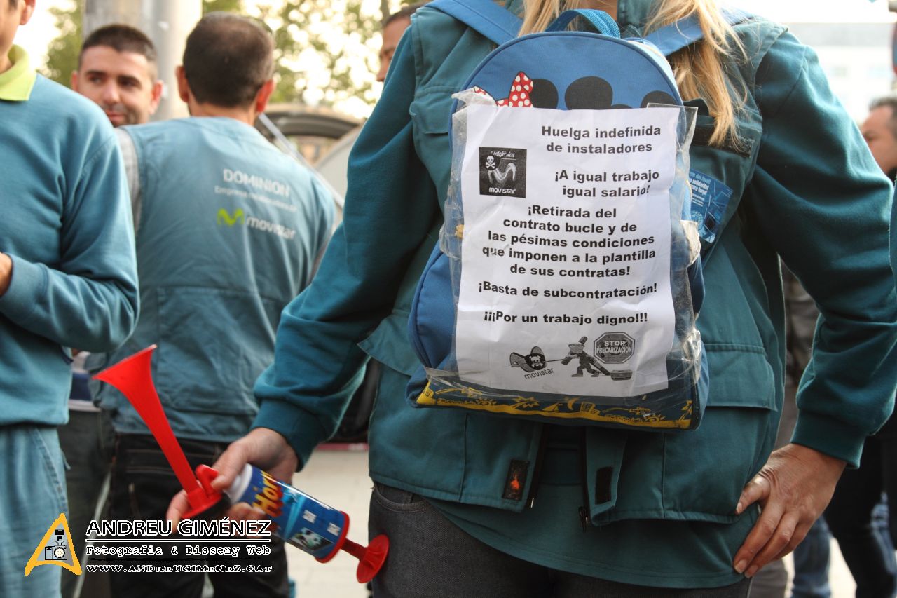 Protesta dels treballadors de les subcontractes de Telefónica Movistar