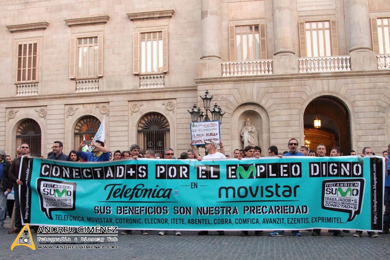Protesta dels treballadors de les subcontractes de Telefónica Movistar