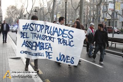 Protesta contra la pujada del preu del transport públic a Barcelona 15M