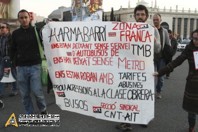 Protesta contra la pujada del preu del transport públic a Barcelona 15M