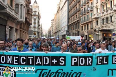 Protesta dels treballadors de les subcontractes de Telefónica Movistar