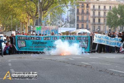 Protesta dels treballadors de les subcontractes de Telefónica Movistar