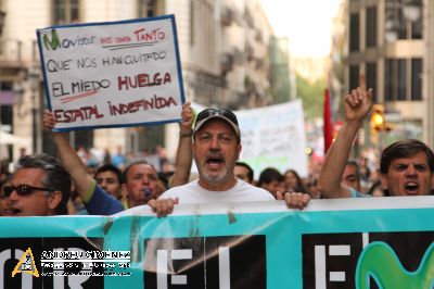 Protesta dels treballadors de les subcontractes de Telefónica Movistar