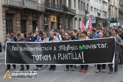 Protesta dels treballadors de les subcontractes de Telefónica Movistar