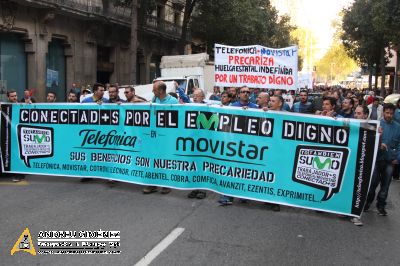 Protesta dels treballadors de les subcontractes de Telefónica Movistar