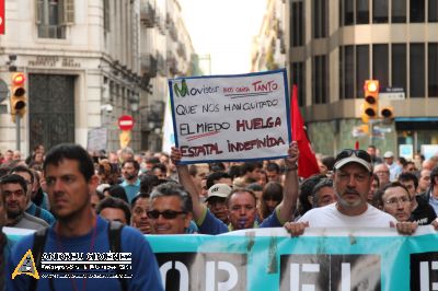 Protesta dels treballadors de les subcontractes de Telefónica Movistar