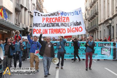 Protesta dels treballadors de les subcontractes de Telefónica Movistar