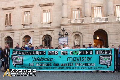 Protesta dels treballadors de les subcontractes de Telefónica Movistar